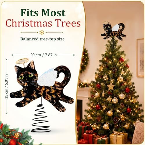 Soulchen Christmas Tree Topper Metal Tortoiseshell Angel Cat - Image 2