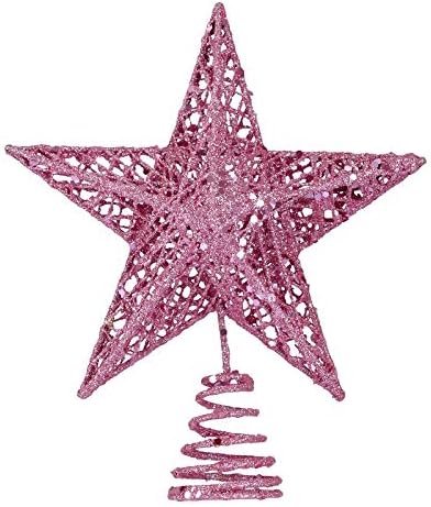 BinaryABC Christmas Tree Topper Star,Glittering Christmas Tree Decoration Ornaments,20cm (Pink) by BinaryABC