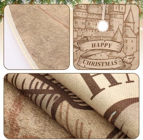 48" Christmas Tree Skirt, Castle Style Xmas Wizard Party Decor - Image 3