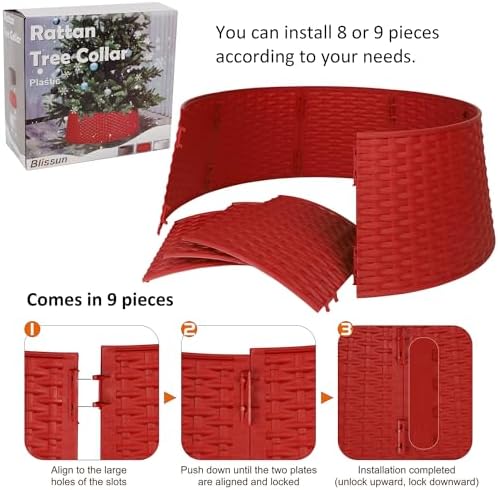 Blissun Christmas Tree Ring, 28.5" Plastic Christmas Tree Collar, Christmas Tree Skirt for Artificial Christmas Trees Decoration (Extra Large, Red) - Image 3