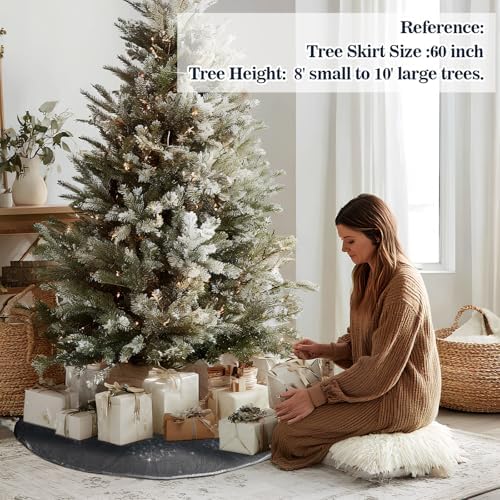 Gray Velvet Tree Skirt 48 Inch, Gold Snowflake Rhinestone - Image 4