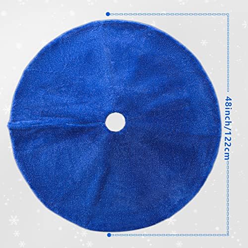 Christmas Tree Skirt 48 inch Blue Faux Fur Soft Fluffy Ornaments Xmas Tree Skirts for Xmas Tree Ornaments and Party Holiday Decorations - Image 4