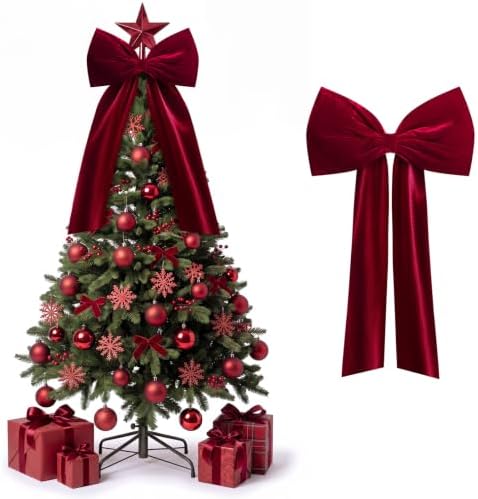 Knitgrip Extra Large Velvet Christmas Tree Topper Bow, Burgundy, 47 Inch by Knitgrip