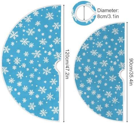 Light Blue Snowflakes Christmas Tree Skirt Large Xmas Tree Skirts Decorations 48 in Burlap Tree Mat Cover for 4 ft Trees Holiday Party - Image 4