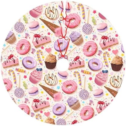 Lollipop Candy Macaroon Cupcake Christmas Tree Skirt 36" for Xmas Halloween New Year Holiday Party Home Tree Mat Decor Ornaments Decoration - Image 6