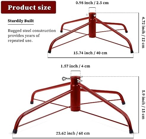 Hotop 2 Pcs 24"&16" Large Christmas Tree Stand Artificial Base,Red - Image 2