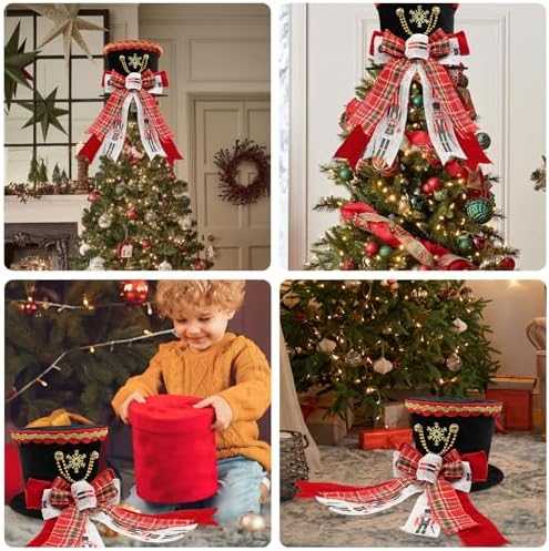 Nutcraker Christmas Tree Topper Hat, Christmas Buffalo Plaid Tree Topper - Image 5