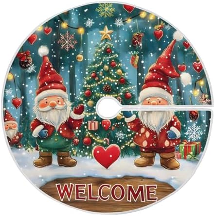 Gnomes Baubles Christmas Tree Skirt Large Xmas Tree Skirts Decorations 48 in Burlap Tree Mat Cover for 4 ft Trees Holiday Party by BOENLE-WELCOMEYOURCOMING