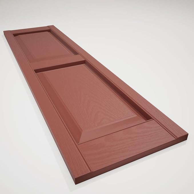 Ekena Millwork Lifetime Vinyl LP2S14X05100RD Standard Two Equal Panel Vinyls, Raised Panel Vinyl Shutters, w/Installation Shutter-Lok's & Matching Screws (Per Pair), 14 3/4"W x 51"H, Burgundy Red