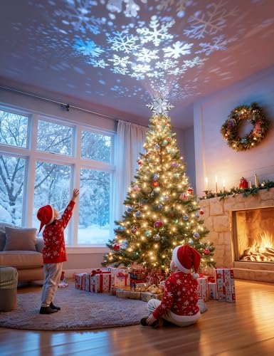 DG-Direct Christmas Tree Topper with Rotating Snowflake Projector, Silver - Image 2