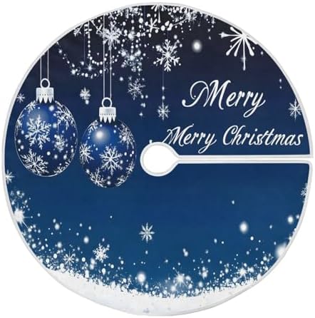 Blue Christmas Balls Baubles Christmas Tree Skirt Large Xmas Tree Skirts Decorations 48 in Burlap Tree Mat Cover for 4 ft Trees Holiday Party by BOENLE-WELCOMEYOURCOMING