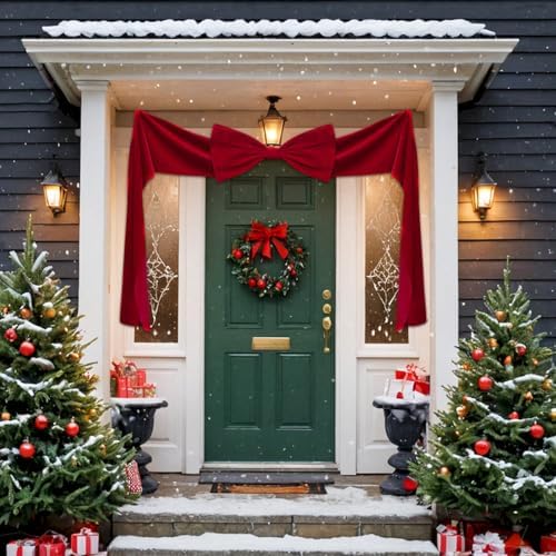 Extra Large Velvet Bows Christmas Tree Topper 20 x 74 Inch Big Bows with Long Streamers lazos para arbol de Navidad for Room Backdrop Wall Home Xmas Holiday Porch Decor, Brown - Image 5