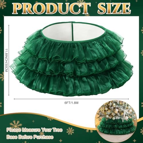 Halloscume 25 Inch Green Tulle Christmas Tree Collar Skirt Wedding - Image 2