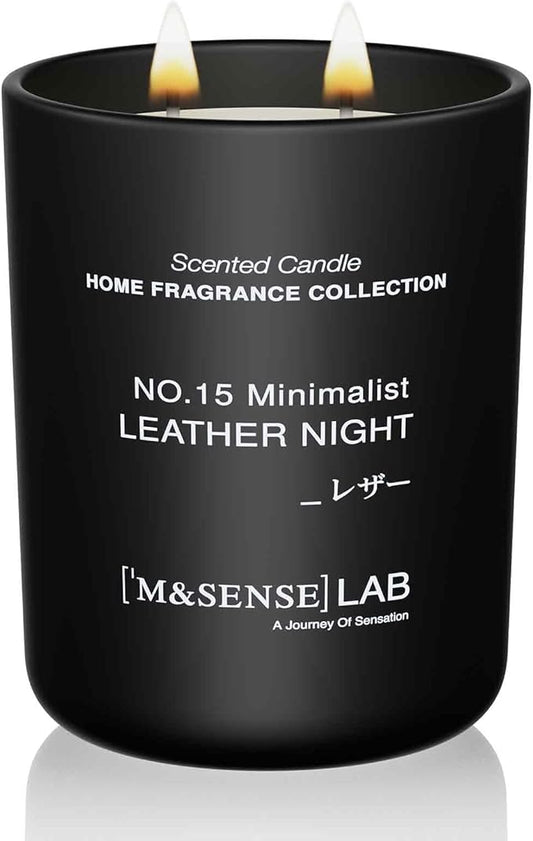 M&SENSE Natural Soy Large Candle| Leather Night | 16.6 oz, 95H Burn | Mini Spring Scented Candles for Relaxation, Valentines Day Gift, Home Décor | for Bedroom, Office, Party