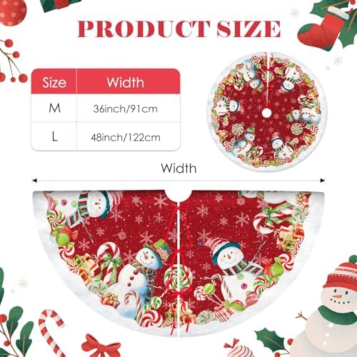 Christmas Tree Skirt, Snowman Tree Skirts 36 Inch, Christmas Trees Decoration, Xmas Decor Mat for Indoor Outdoor, Xmas Skirts, Snowman Holiday Decoration - Image 5