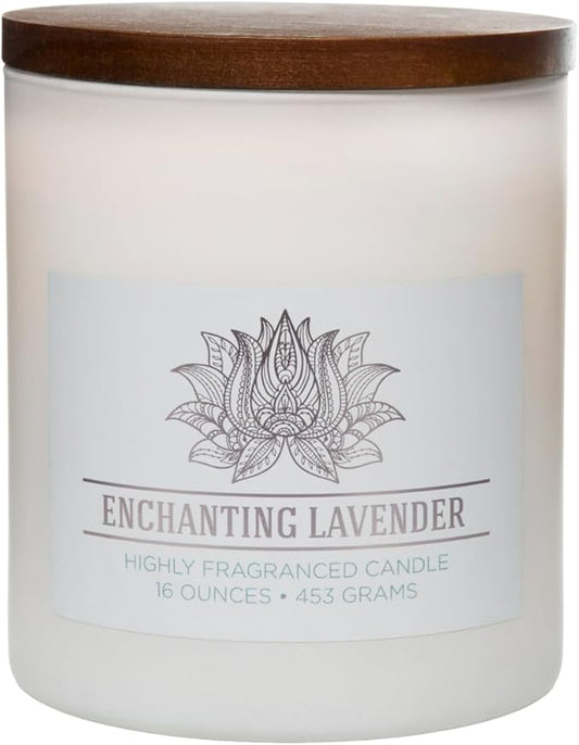 Carolina Enchanting Lavender Scented Candle, 16 oz Wellness Relaxing Aromatherapy Candle, 2 Wick White Jar Soy Blend Wax, Candles for Home, 60H Burn - Made in The USA