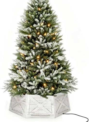 [2025 New] Natural Wood Christmas Tree Collar Stand for Real Trees up to 7.5ft, Durable Tree Base Cover with Easy Installation, Home Holiday Christmas Decoration (Washer White, D-30 Inch) by MRPAPAMakeLifemoreEasy