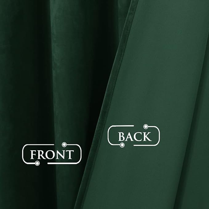 StangH Dark Green Curtains 90 inches - Super Soft Velvet Window Drapes for Bedroom, Christmas Holiday Home Decor for Party/Living Room Sliding Door, W52 x L90 Each Panel, 2 Panels