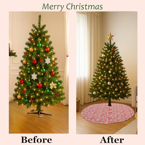 Ridhi Dark Salmon Hand Block Print Cotton Christmas Tree Skirt 60 Inch - Image 3