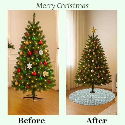 Ridhi Sea Green Hand Block Print Cotton Christmas Tree Skirt 40 Inch - Image 3