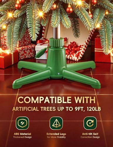 DG-Direct Musical 360° Rotating Christmas Tree Stand, Anti-tilt Noiseless, Up to 9ft 120 lb Artificial Fits 1.25–2" Tree Poles, Spinning Tree Stand with Remote, Built-in 3 Light Output Ports 800W - Image 5