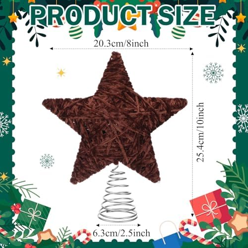 Soulchen Christmas Tree Topper Velvet Tree Topper Star for Decoration,Brown - Image 2
