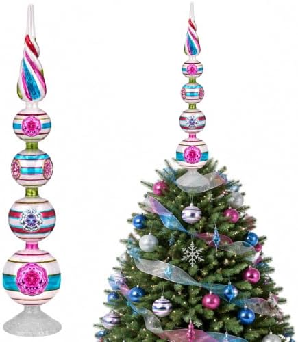 Roowest 16'' Bright Vintage Glass Christmas Trees Topper Retro Decor by Roowest