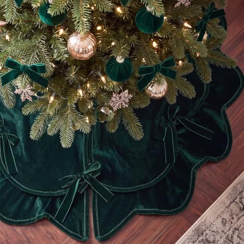 Soulchen Dark Green Bow Christmas Tree Skirt 36 Inches - Image 6
