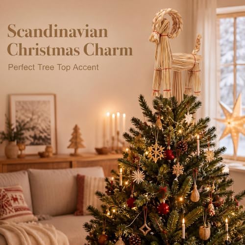 Gemscream Christmas Straw Goat Tree Topper Scandinavian Christmas Decor - Image 5