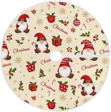 Gnomes Holly Berry Baubles Christmas Tree Skirt Small Xmas Tree Skirts Decorations 36 in Burlap Tree Mat Cover for 4 ft Trees Holiday Party by BOENLE-WELCOMEYOURCOMING