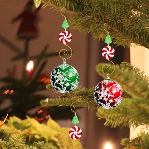12 Pcs Christmas Ornament Hooks for Hanging Decorations, Candy Xmas Tree Bead Wire Hangers Tree Decorating Hangers Decor for Christmas Party Decoration (Red) - Image 6
