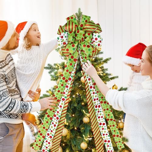 Wninbu Christmas Tree Topper, 44x13 Inches Large Bows for Christmas Tree - Image 6