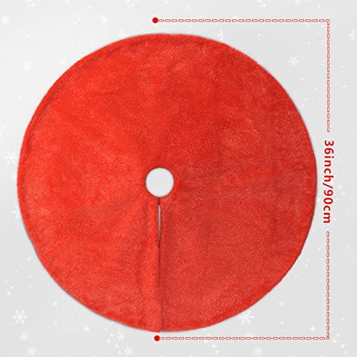 Christmas Tree Skirt 36 inch Red Faux Fur Soft Fluffy Ornaments Xmas Tree Skirts for Xmas Tree Ornaments and Party Holiday Decorations - Image 4