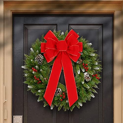 2 Pack Red Christmas Bows Outdoor Decorations,12?€?x20?€? Large Christmas Tree Topper Bow, Velvet Wreath Bow with Glitter Gold Edge for Xmas Home Front Door Decor - Image 5