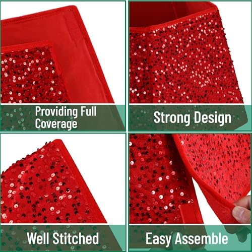 Mr. Pen- Red Sequin Christmas Tree Skirt and Tree Collar - Image 4