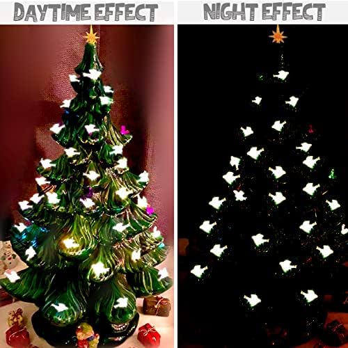 117Pcs Ceramic Christmas Tree Clear White Dove Bird Replacement Lights Bulbs and 1 Angel/3Stars Topper Ornament for Ceramic Tree D??cor - Medium Plastic Pegs. - Image 5