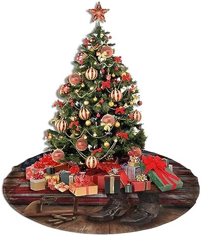 American Western Cowboy Tree Skirt Christmas Tree Ornaments Tree Skirt for Christmas Decoration 36" - Image 4