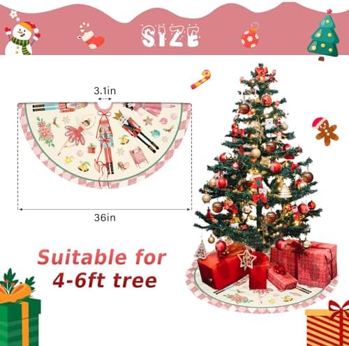Nutcracker Tree Skirt 36in, Pink Nutcracker Christmas Decor, Nutcracker Tree Ornament Ballet for Christmas Tree, Nutcracker Christmas Decorations for New Year Holiday Party - Image 2
