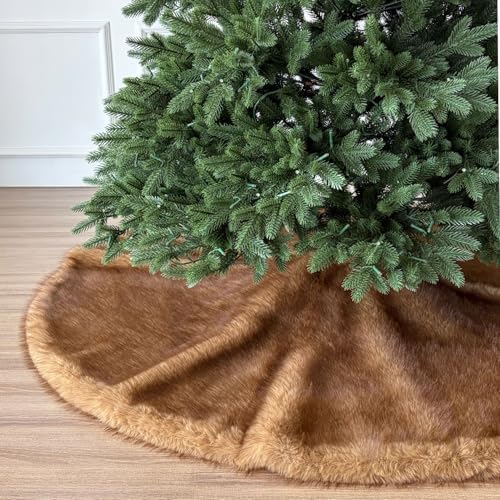 Huntsman High-Pile Faux Fur Christmas Tree Skirt with Hidden Slide Clasp Closure and Durable Microfiber Backing (Bronze, 72-Inch) - Image 4