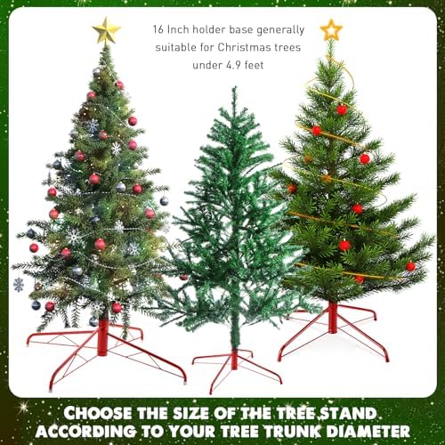 Roowest Folding Christmas Tree Stand Artificial Xmas Tree Base Holder Replacement Metal Tree Base for Artificial Christmas Tree(Red, 16 Inch) - Image 4