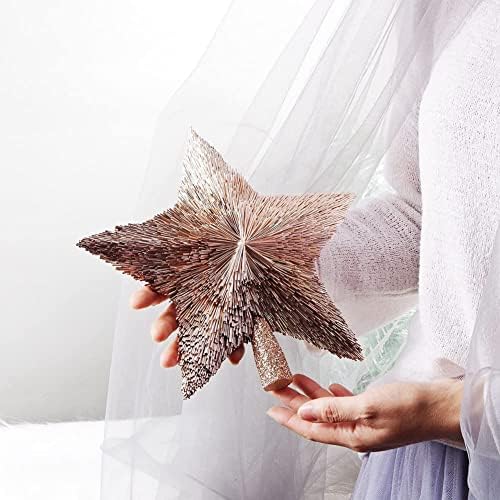 Luxury Christmas Tree Topper Handmade Star Xmas Tree Decoration Unique Stars Light Pink Gold Toppers Indoor Decorations Outdoor Ornaments (Rose, M (8 inches)) - Image 5