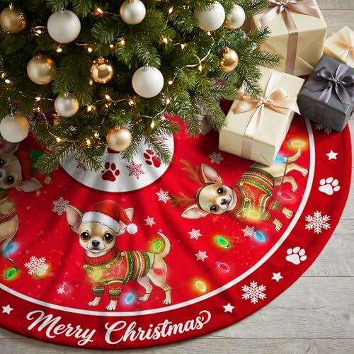 Chihuahua Christmas Tree Skirt 48 Inch for Indoor Outdoor Decorations - Image 4