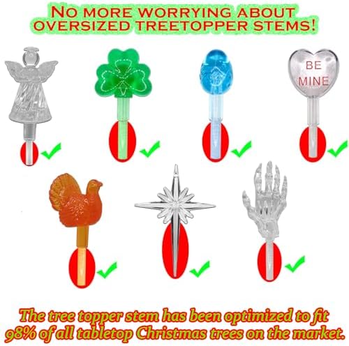 110Pcs in 10 Colors Ceramic Christmas Tree Replacement Lights - Plastic Bulbs Pegs, Included Angel Topper/Heart Top/Cross Stars/Egg/Turkey/Skeleton Hand/Clover. - Image 2