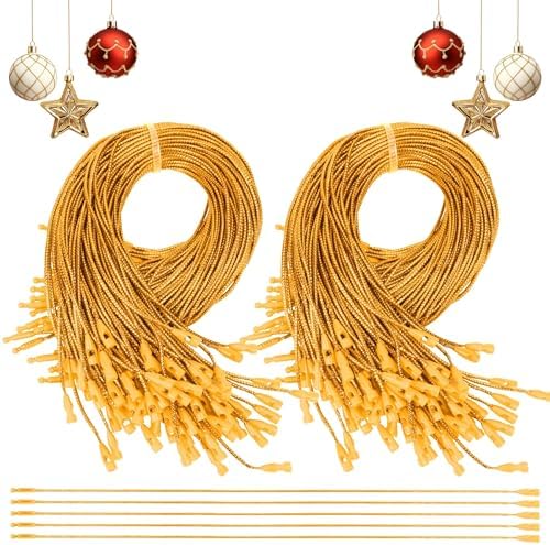Palonu 240 Pcs Christmas Ornament Hooks, Ornament Hangers with Snap Ornament String for Christmas Tree Holiday Party Hanging Ribbon Decorations Ropes Easy and Fast Locking(Gold) by Palonu