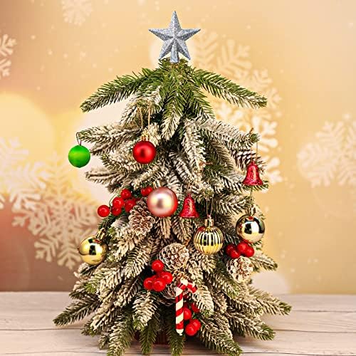 Hanaive Christmas Tree Topper Mini Star Small, Silver, 2.36 Inch, Glitter - Image 3