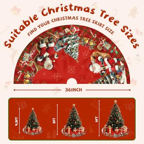 Christmas Tree Skirt 36 Inch, Christmas Skirt Tree Decoration with Snowman Reindeer Santa Snowflake, Xmas Trees Mat for Under Trees Holiday Party Indoor Decorations, Winter Gift for Women Mom - Image 3