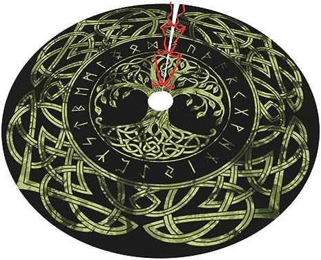 Life of Tree Viking Celts Pagan Wicca 36 Inch Christmas Tree Skirt Carpet Mat Funny Party Decor Supplies for Xmas Halloween Decorations Occasion Ornament - Image 2
