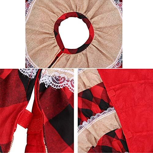 48 Inches Christmas Tree Skirts, Burlap Red and Black Buffalo Check Xmas Tree Base Cover for Xmas New Year Home Party Decorations (Red Plaid, 48 inches) - Image 4