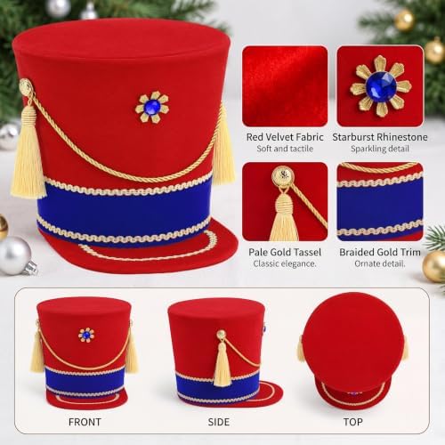 Gejoy Christmas Nutcracker Hat Tree Topper Xmas Tree Ornament Decoration - Image 4