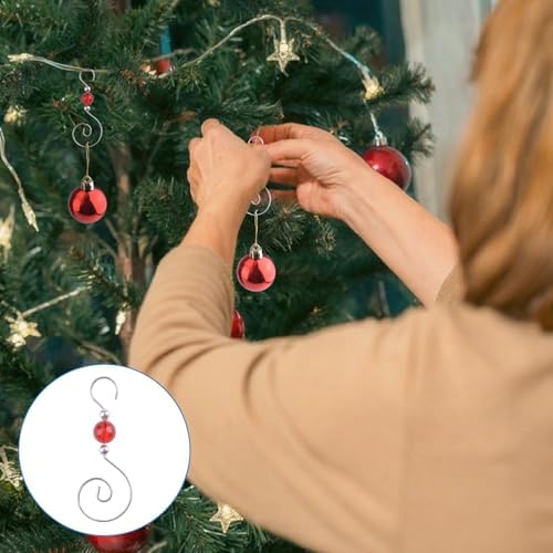 INCREWAY 30PCS Christmas Ornament Hooks, S-Shaped Metal Hooks, Decorative Hook with Crystal Beads for Hanging Ornaments, Decorations, Christmas Stockings - Image 7